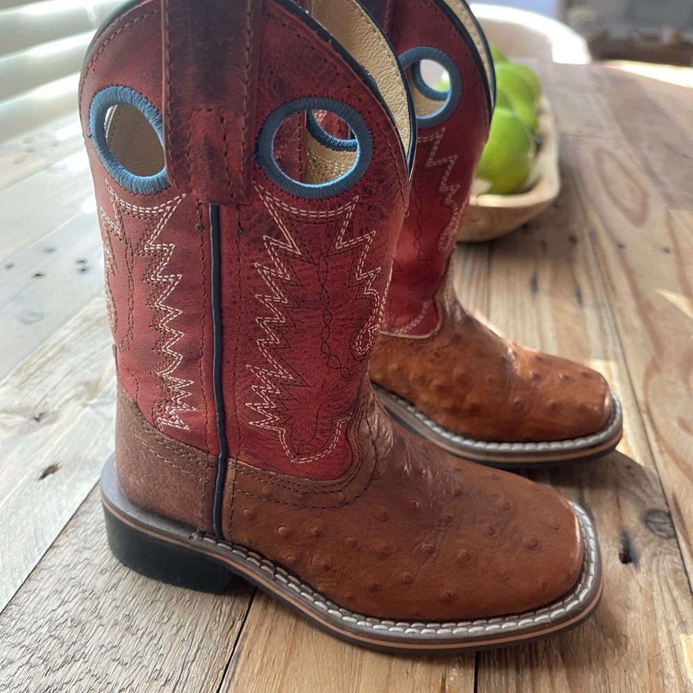 Kids Western Cowboy Boots - Red and Brown